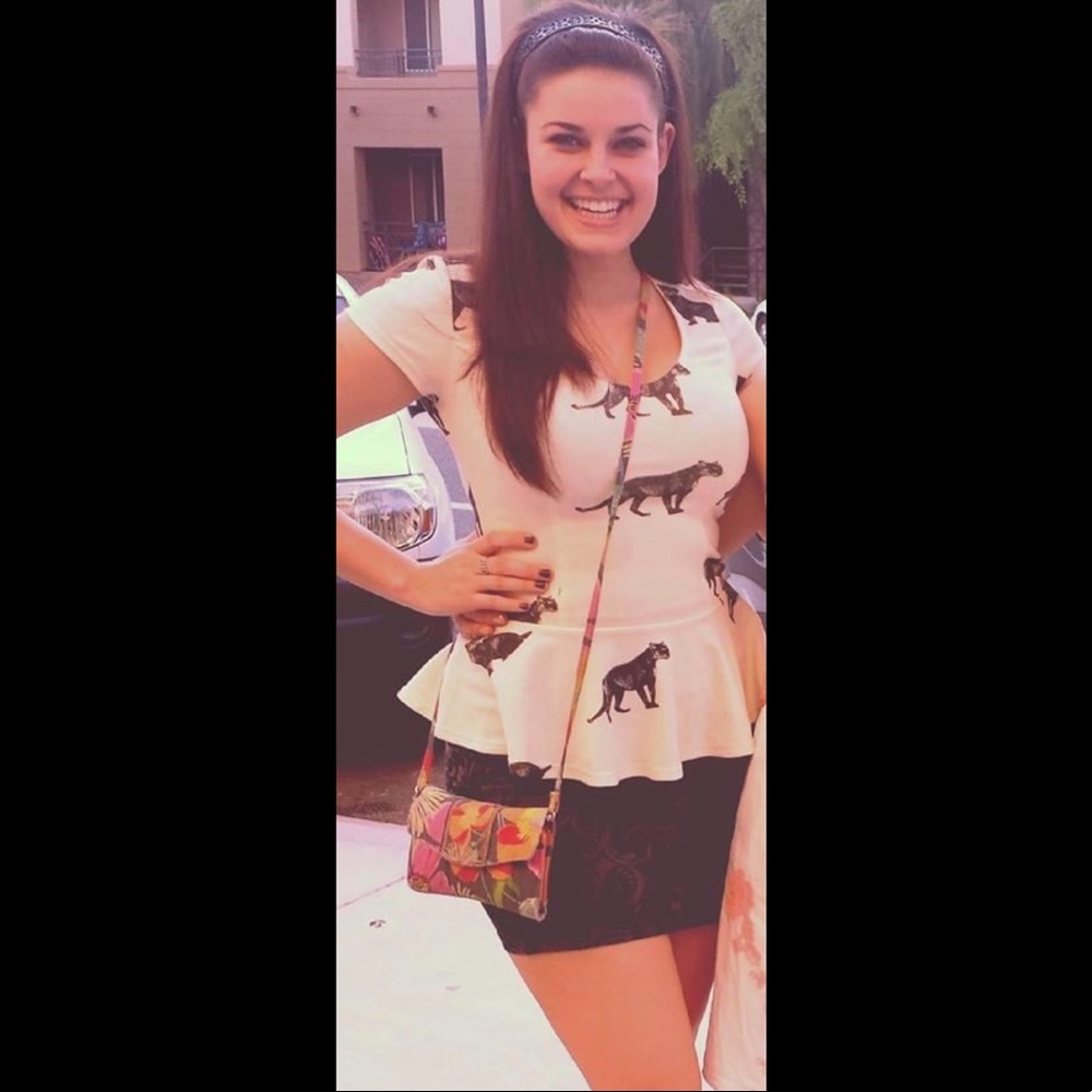Peplum blouse with panther print